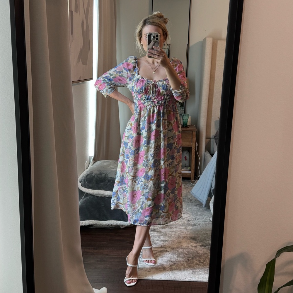 Pastel Floral Midi Dress - Picture 7 of 10